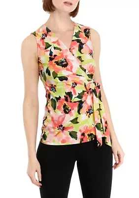 Women's Printed Sleeveless Wrap Top