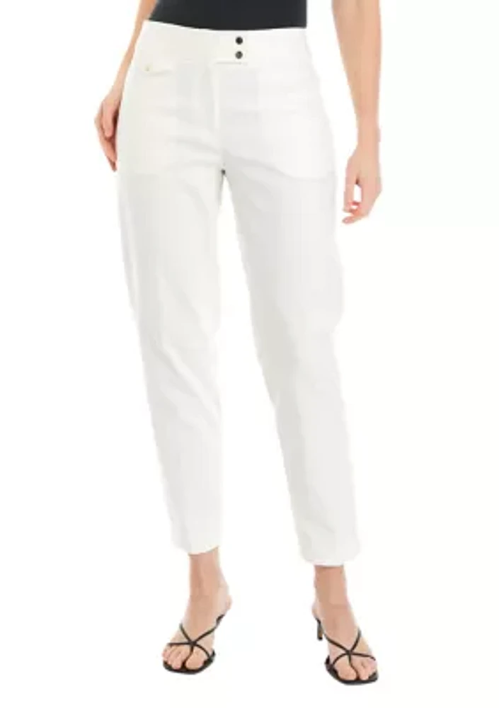 Women's Fly Front Single Coin Pocket Slim Ankle Pants