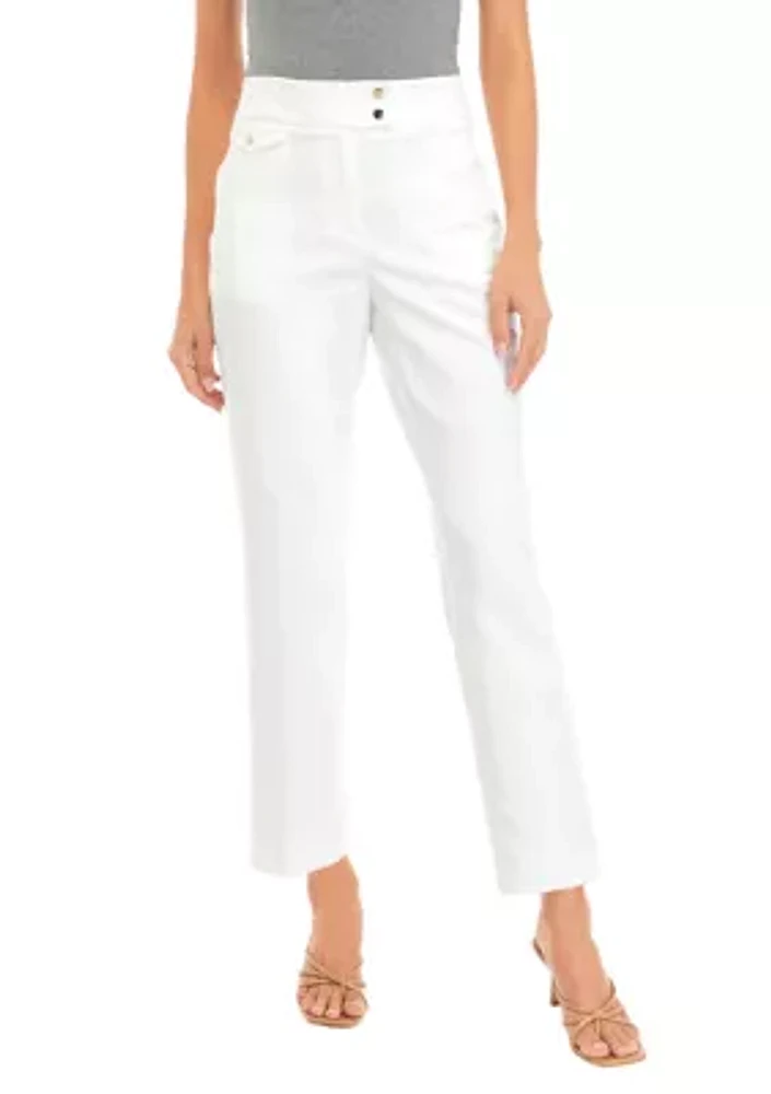 Petite Fly Front Single Coin Pocket Slim Ankle Pants