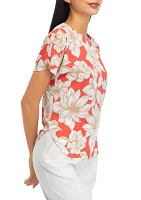 Petite Short Sleeve Boat Neck Blouse