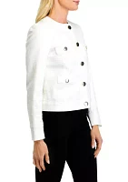 Women's Button Front Jewel Neck Jacket