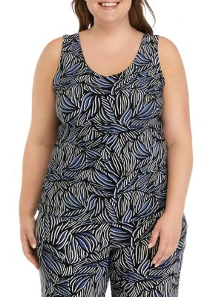 Plus Reversible Printed Double Scoop Neck Top