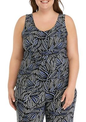 Plus Reversible Printed Double Scoop Neck Top