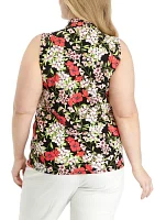 Plus Triple Pleated Printed Top