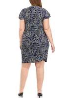 Plus Flutter Sleeve Wrap Dress