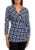 Women's Printed 3/4 Sleeve Wrap Top