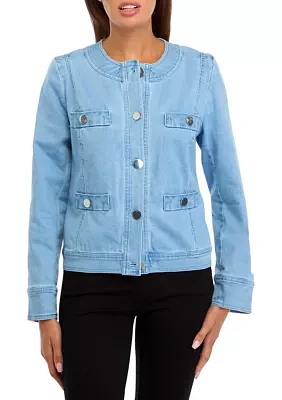 Women's Button Front Jewel Neck Jacket