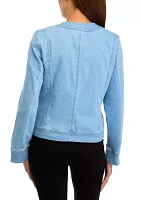 Women's Button Front Jewel Neck Jacket