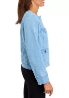 Women's Button Front Jewel Neck Jacket