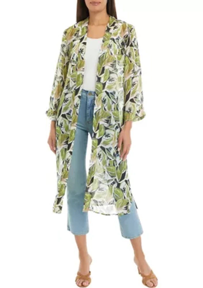 Women's Printed Open Front Duster Kimono