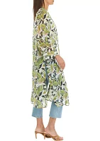 Women's Printed Open Front Duster Kimono