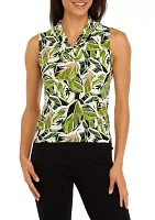 Petite Triple Pleated Printed Top