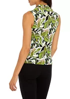 Petite Triple Pleated Printed Top