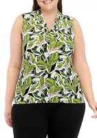 Plus Triple Pleated Printed Top