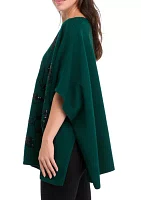 Women's Elbow Sleeve Embellished Kimono Poncho