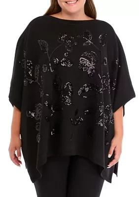 Plus Kimono Sleeve Sequin Top