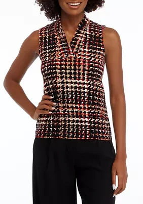 Petite Printed Triple Pleat Top