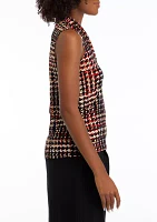 Petite Printed Triple Pleat Top