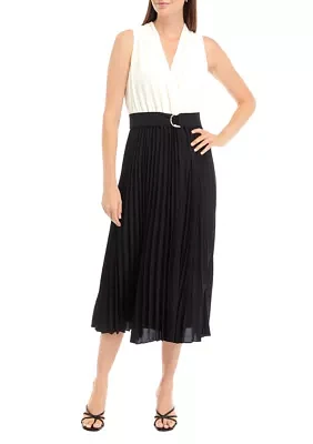 Women's Sleeveless Surplus with Pleated Skirt Dress