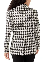 Petite Houndstooth One Button Notch Collar Jacket with Besom Pockets