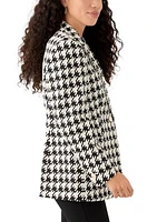 Petite Houndstooth One Button Notch Collar Jacket with Besom Pockets