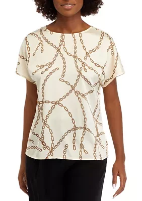 Women's Short Sleeve Boat Neck Blouse