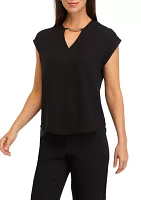 Women's Short Sleeve Blouse with Bateau Neck