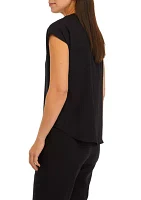 Women's Short Sleeve Blouse with Bateau Neck