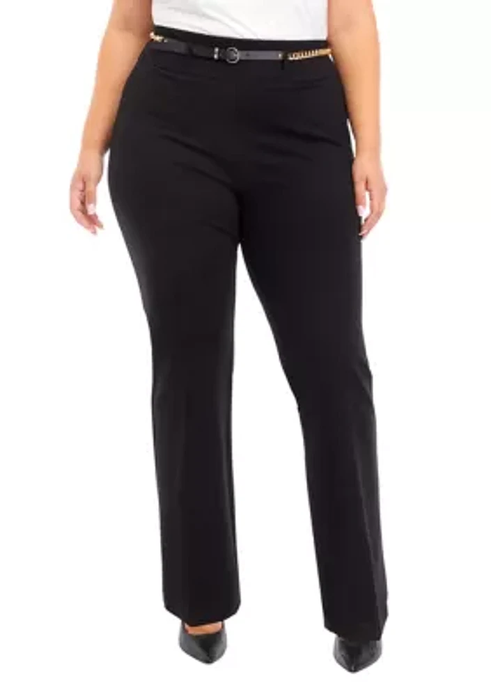 Plus High Rise Pull On Chain Belt Trousers