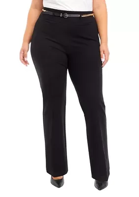 Plus High Rise Pull On Chain Belt Trousers