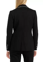 Petite Compression Faux Double Breasted Jacket  with Contrast Frame