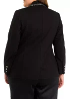 Plus Compression Faux Double Breasted Jacket with Contrast Frame