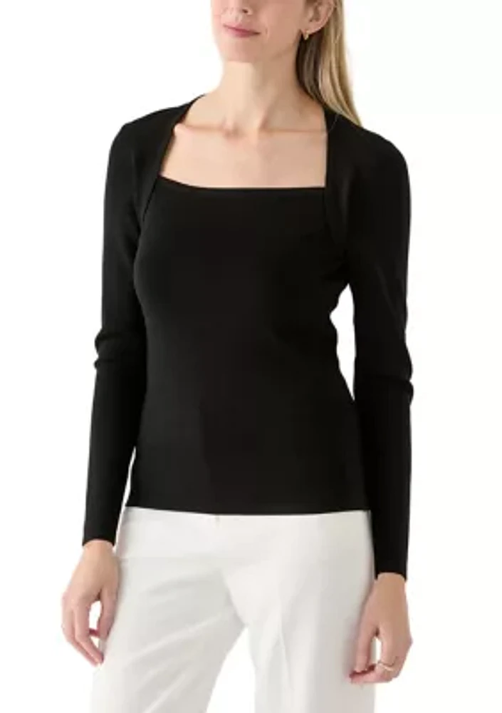 Women's 3/4 Sleeve Portrait Neck Top