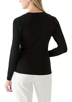 Women's 3/4 Sleeve Portrait Neck Top