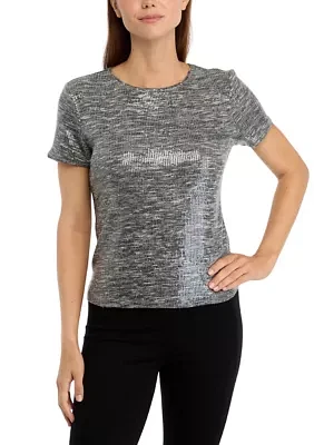 Women's Short Sleeve Sequin Top