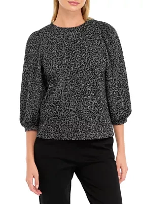 Women's Blouson Sleeve Animal Print Pullover