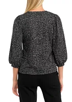 Women's Blouson Sleeve Animal Print Pullover