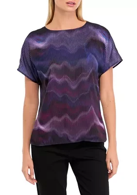 Women's Boat Neck Printed Blouse