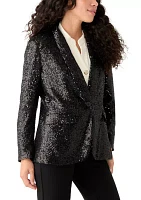 Petite Shawl Collar Sequin Blazer