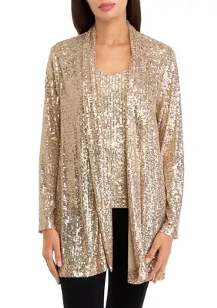 Women's Long Sleeve Sequin Cardigan