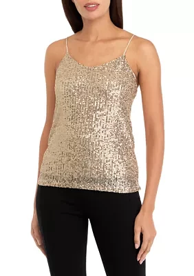 Women's Sleeveless Sequin V-Neck Cami