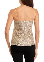 Women's Sleeveless Sequin V-Neck Cami