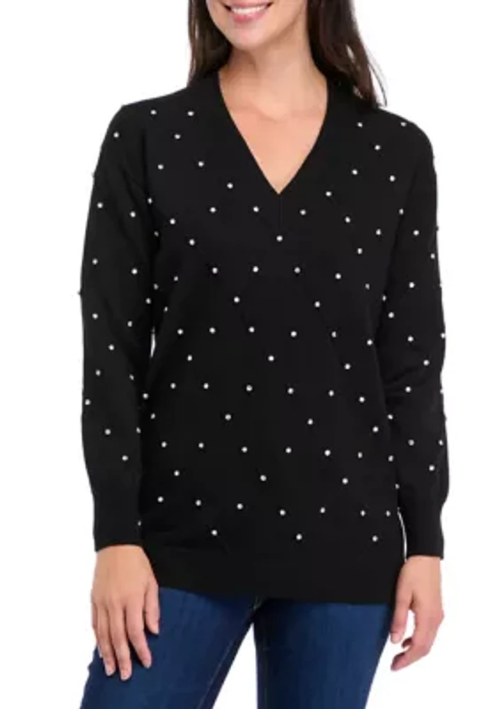 Women's Long Sleeve Diamond Rhinestone Sweater