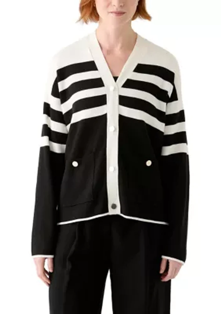 Women's Long Sleeve Striped Cardigan