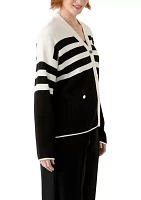 Women's Long Sleeve Striped Cardigan