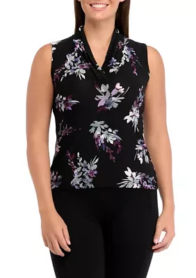 Petite Printed Triple Pleat Top