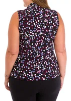 Plus Printed Triple Pleat Top