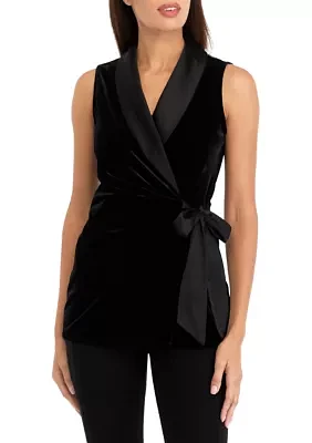 Women's Sleeveless Velour Wrap Top