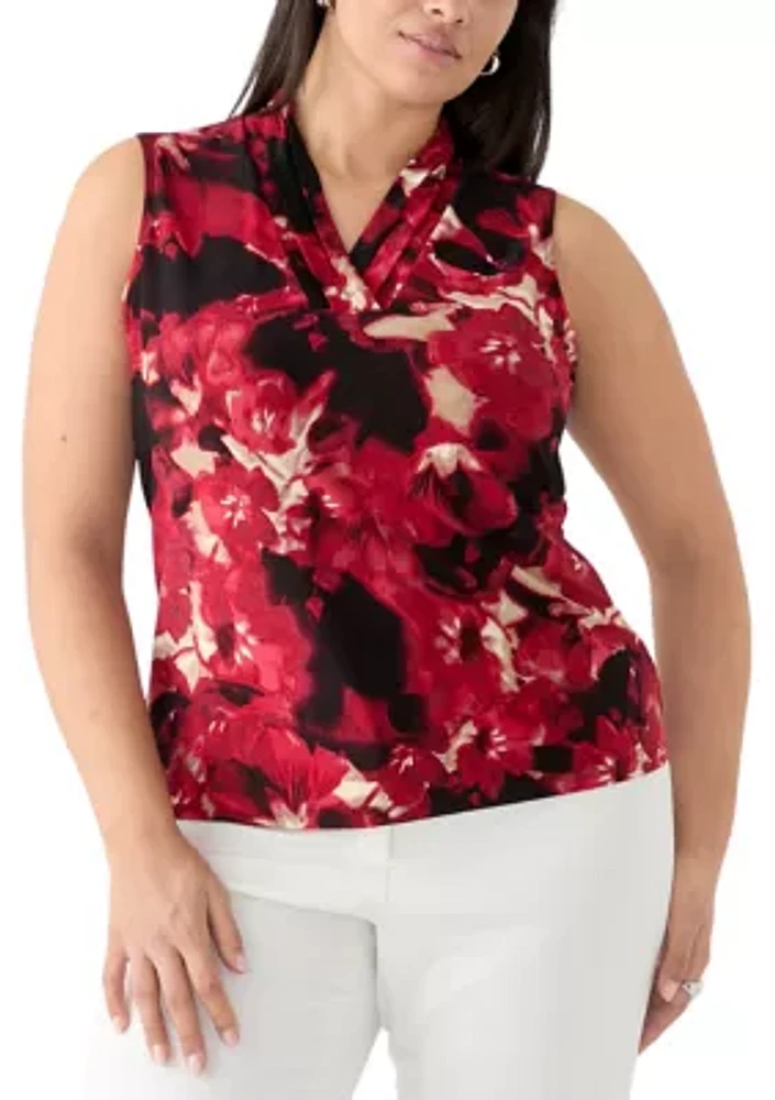 Plus Sleeveless Printed Top