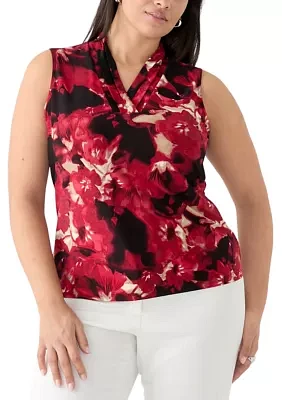 Plus Sleeveless Printed Top